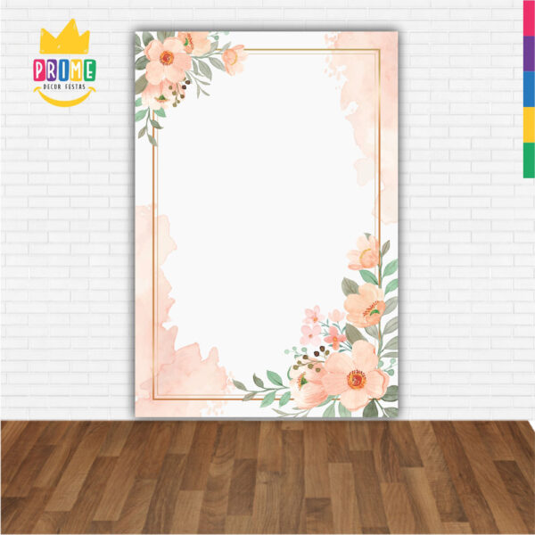 Painel de Festa Retangular 3D Floral Geométrico Aquarelado Casadinho 1,50m x 2,20 - Image 2