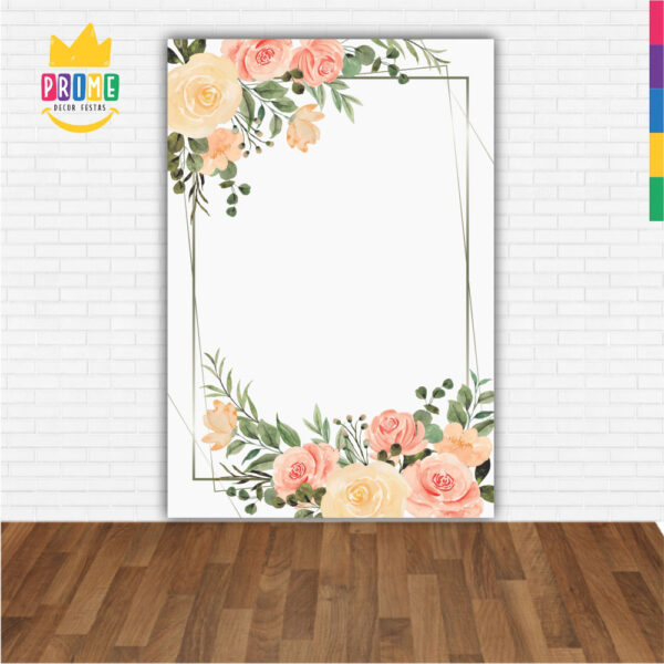 Painel de Festa Retangular 3D Floral Marmore Aquarelado  Casadinho 1,50m x 2,20 - Image 2