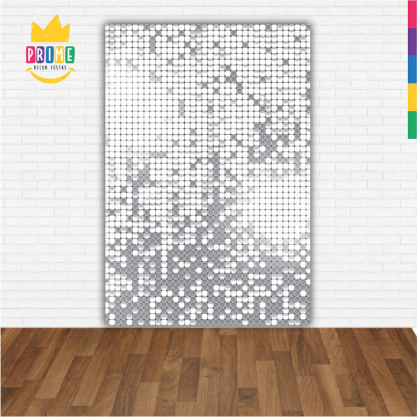 Painel de Festa Retangular 3D Euphoria Paetê Prata Casadinho 1,50m x 2,20 - Image 2