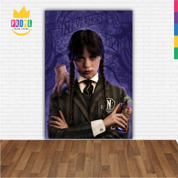 Painel de Festa Retangular 3D Wandinha Addams Casadinho 1,50m x 2,20 - Image 2