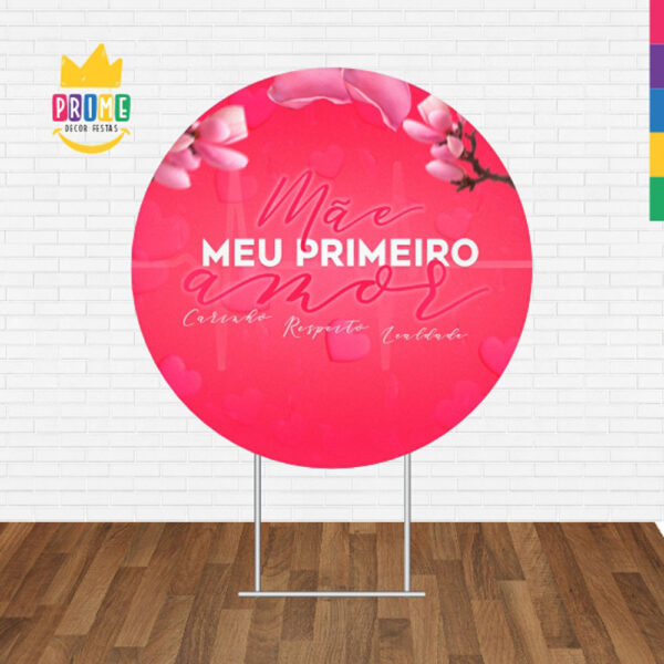 Painel Redondo 3D Dia das Mães Vermelho Tecido Sublimado - Image 2