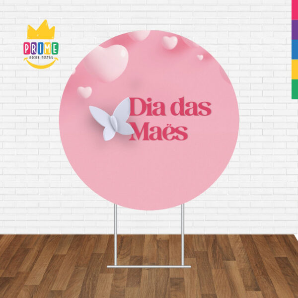 Painel Redondo 3D Dia das Mães Rosa Tecido Sublimado - Image 2