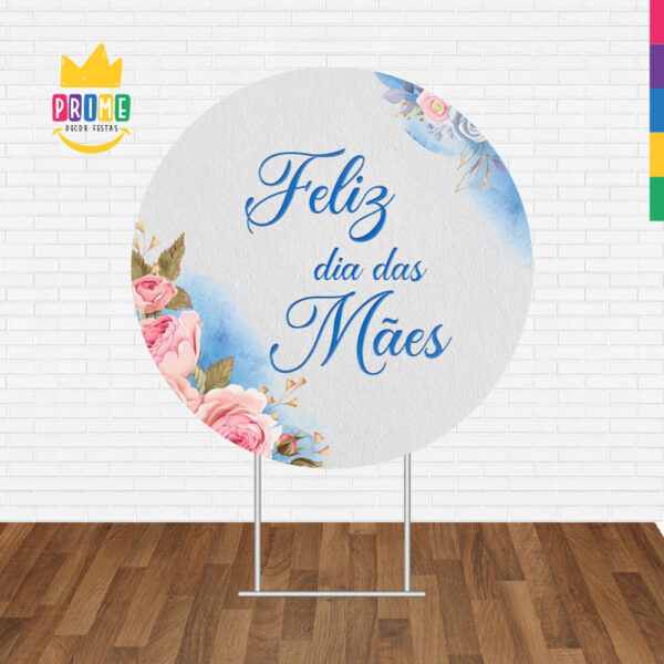 Painel Redondo 3D Dia das Mães Azul Tecido Sublimado - Image 2