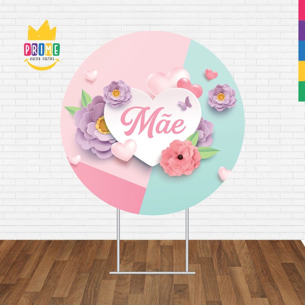 Painel Redondo 3D Dia das Mães Tecido Sublimado - Imagem 2