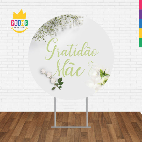 Painel Redondo 3D Dia das Mães Gratidão Tecido Sublimado - Image 2