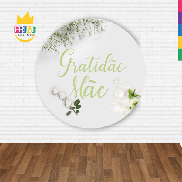 Painel Redondo 3D Dia das Mães Gratidão Abre Fácil Em Tecido - Image 2