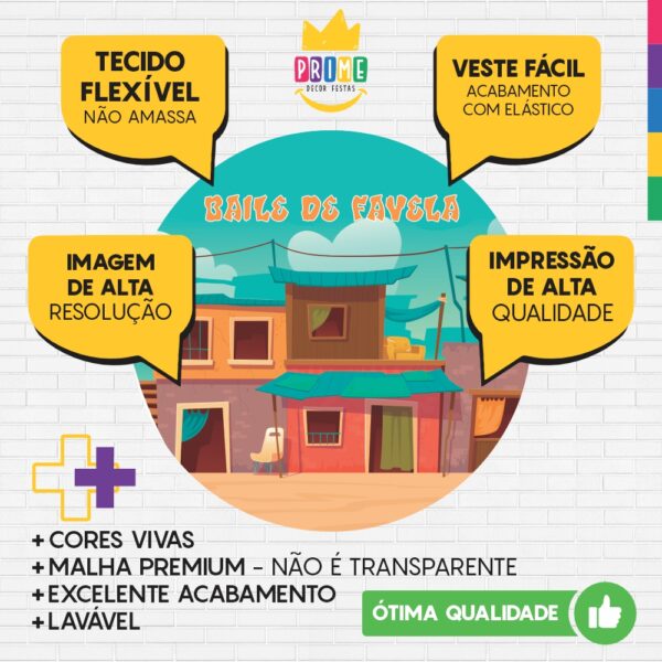 Painel Redondo 3D Baile de Favela Tecido Sublimado - Image 3