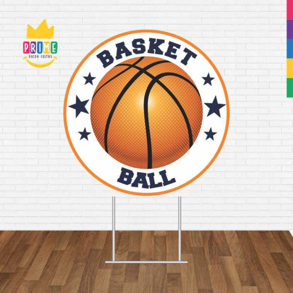 Painel Redondo 3D Bola Basketball  Sublimado - Image 2