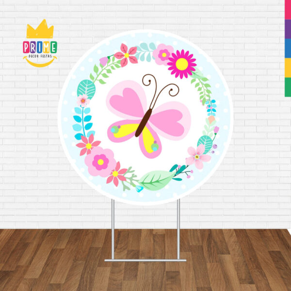 Painel Redondo 3D Borboleta Rosa Sublimado - Image 2