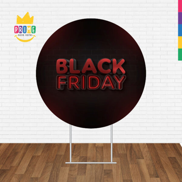 Painel Redondo 3D Black Friday Vermelho Tecido Sublimado - Image 2
