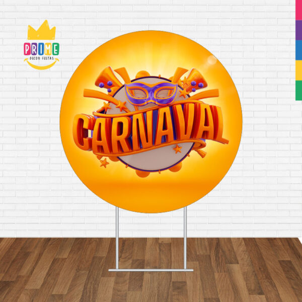 Painel Redondo 3D Carnaval Laranja Tecido Sublimado - Image 2