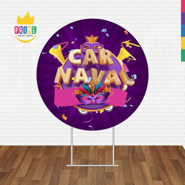 Painel Redondo 3D Carnaval Roxo Tecido Sublimado - Image 2
