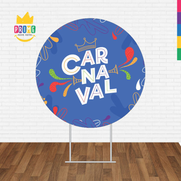 Painel Redondo 3D Carnaval Azul Tecido Sublimado - Image 2