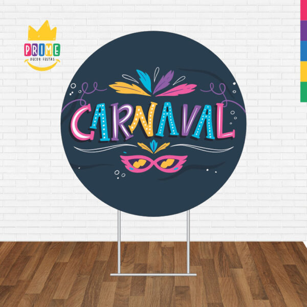 Painel Redondo 3D Carnaval Azul Tecido Sublimado - Image 2