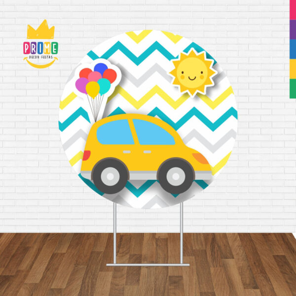 Painel Redondo 3D Carros Cute Tecido Sublimado - Image 2
