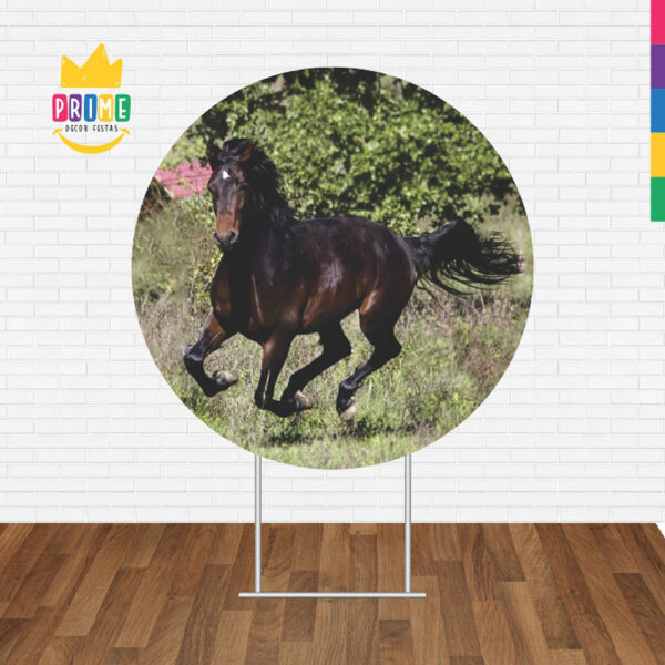 Painel Redondo 3D Cavalo Tecido Sublimado - Image 2