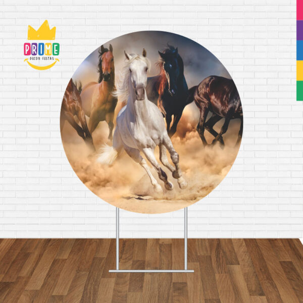 Painel Redondo 3D Cavalos Tecido Sublimado - Image 2