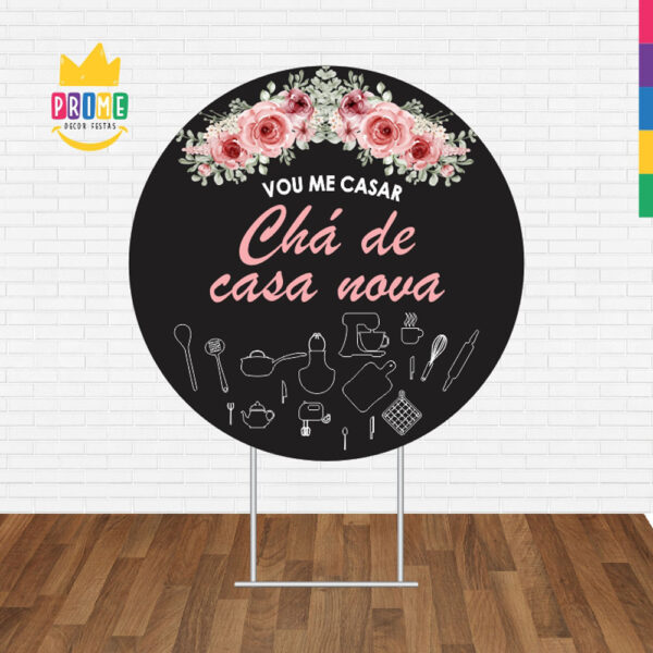 Painel Redondo 3D Chá de Casa Nova Tecido Sublimado - Image 2