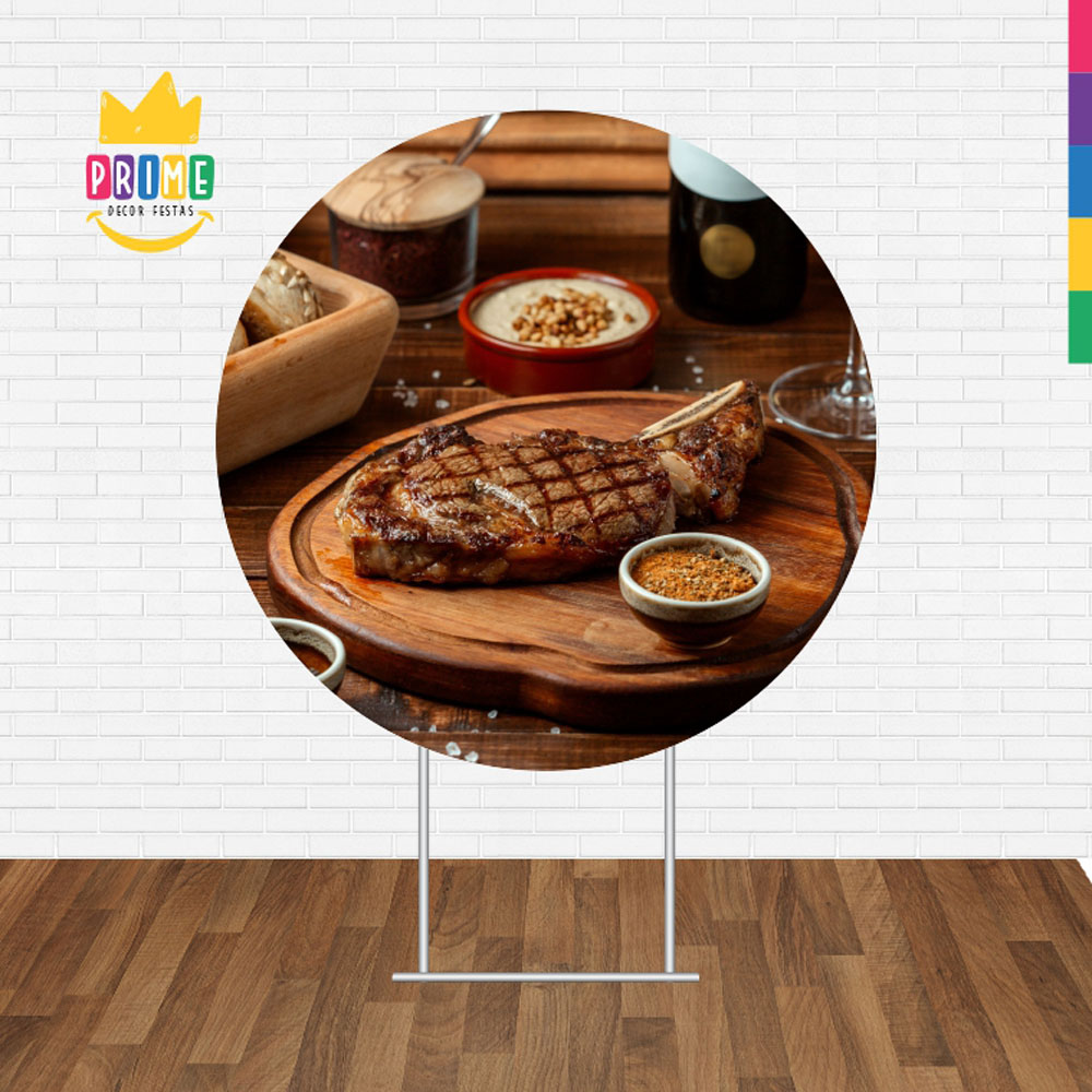 Painel Redondo 3D Churrasco Tecido Sublimado - Imagem 2