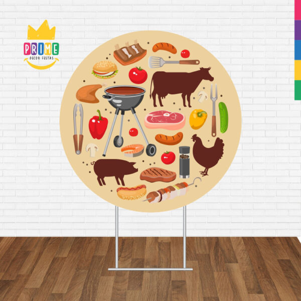 Painel Redondo 3D Churrasco Tecido Sublimado - Image 2
