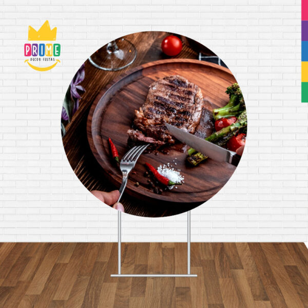 Painel Redondo 3D Churrasco Tecido Sublimado - Image 2