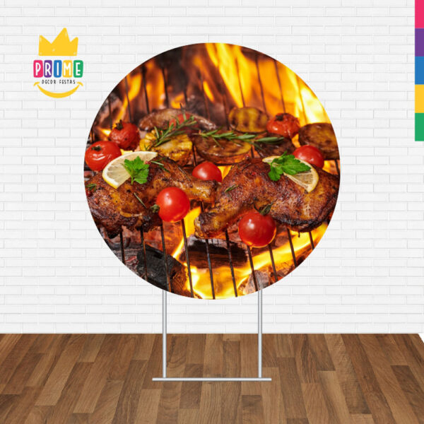 Painel Redondo 3D Churrasco Tecido Sublimado - Image 2