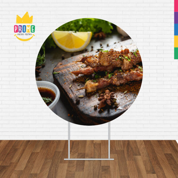 Painel Redondo 3D Churrasco Tecido Sublimado - Image 2