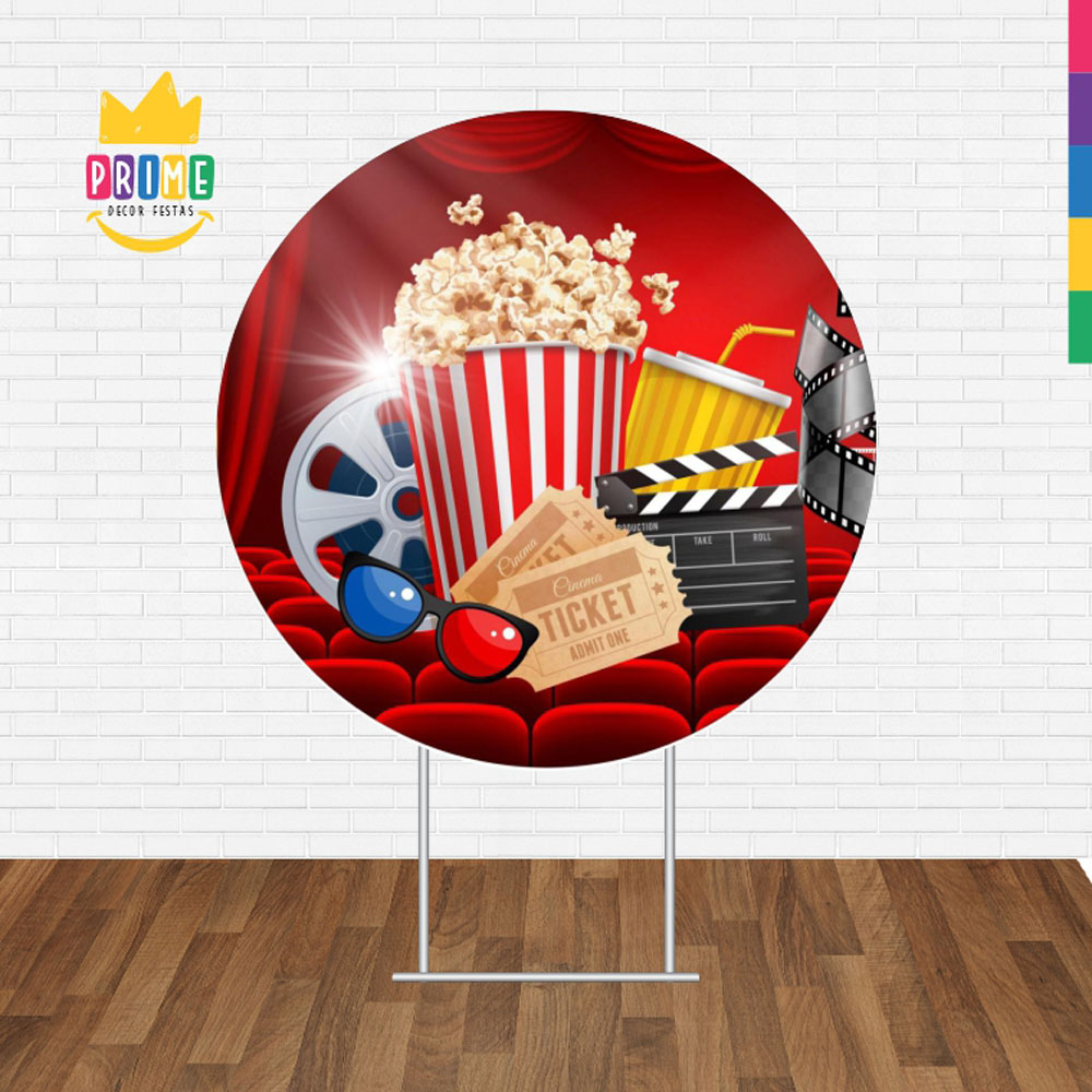 Painel Redondo 3D Cinema Tecido Sublimado - Imagem 2