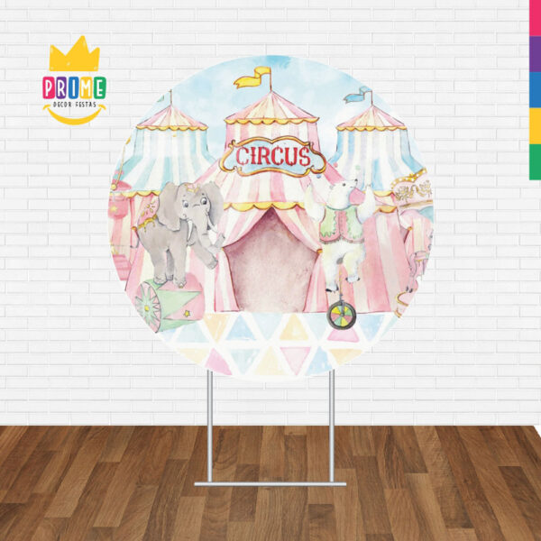 Painel Redondo 3D Circo Rosa Tecido Sublimado - Image 2