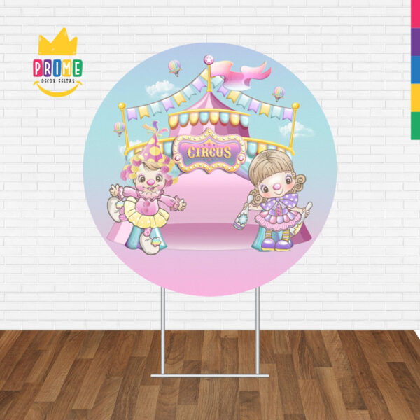 Painel Redondo 3D Circo Rosa Tecido Sublimado - Image 2