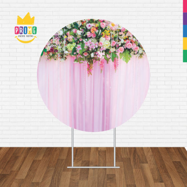 Painel Redondo 3D Cortina de Flores Tecido Sublimado - Image 2