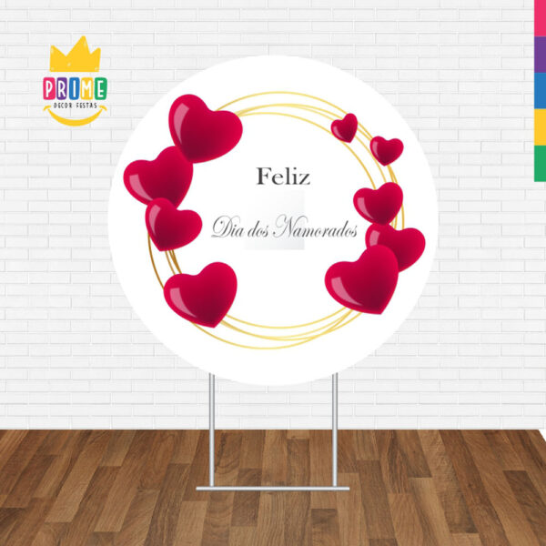 Painel Redondo 3D Feliz Dia dos Namorados Tecido Sublimado - Image 2