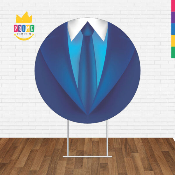 Painel Redondo 3D Dia dos Pais Terno Azul Tecido Sublimado - Image 2