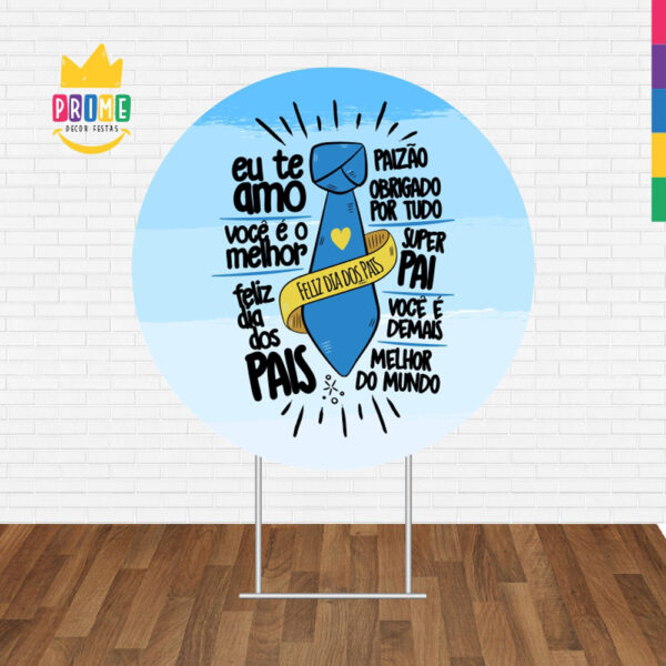 Painel Redondo 3D Dia dos Pais Azul Tecido Sublimado - Image 2