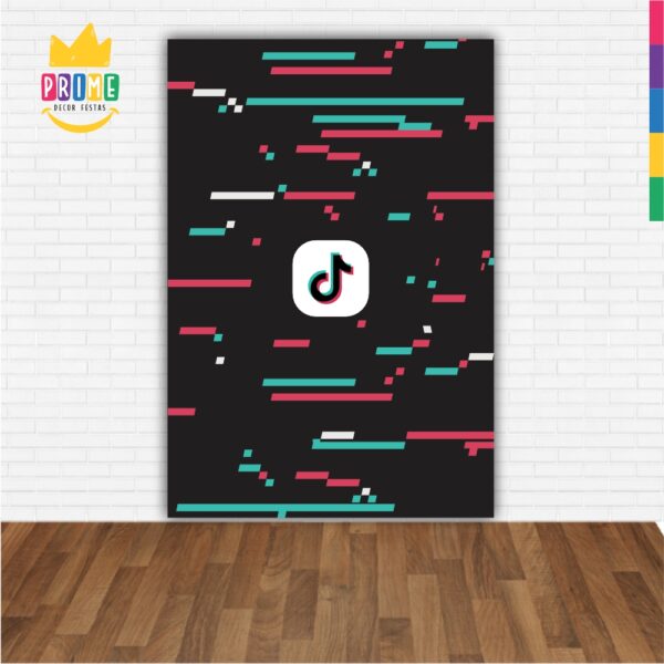 Painel de Festa Retangular 3D Tik Tok Casadinho 1,50m x 2,20m - Image 2