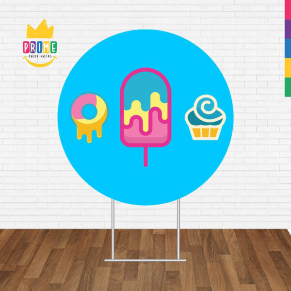 Painel Redondo 3D Doces Tecido Sublimado - Image 2
