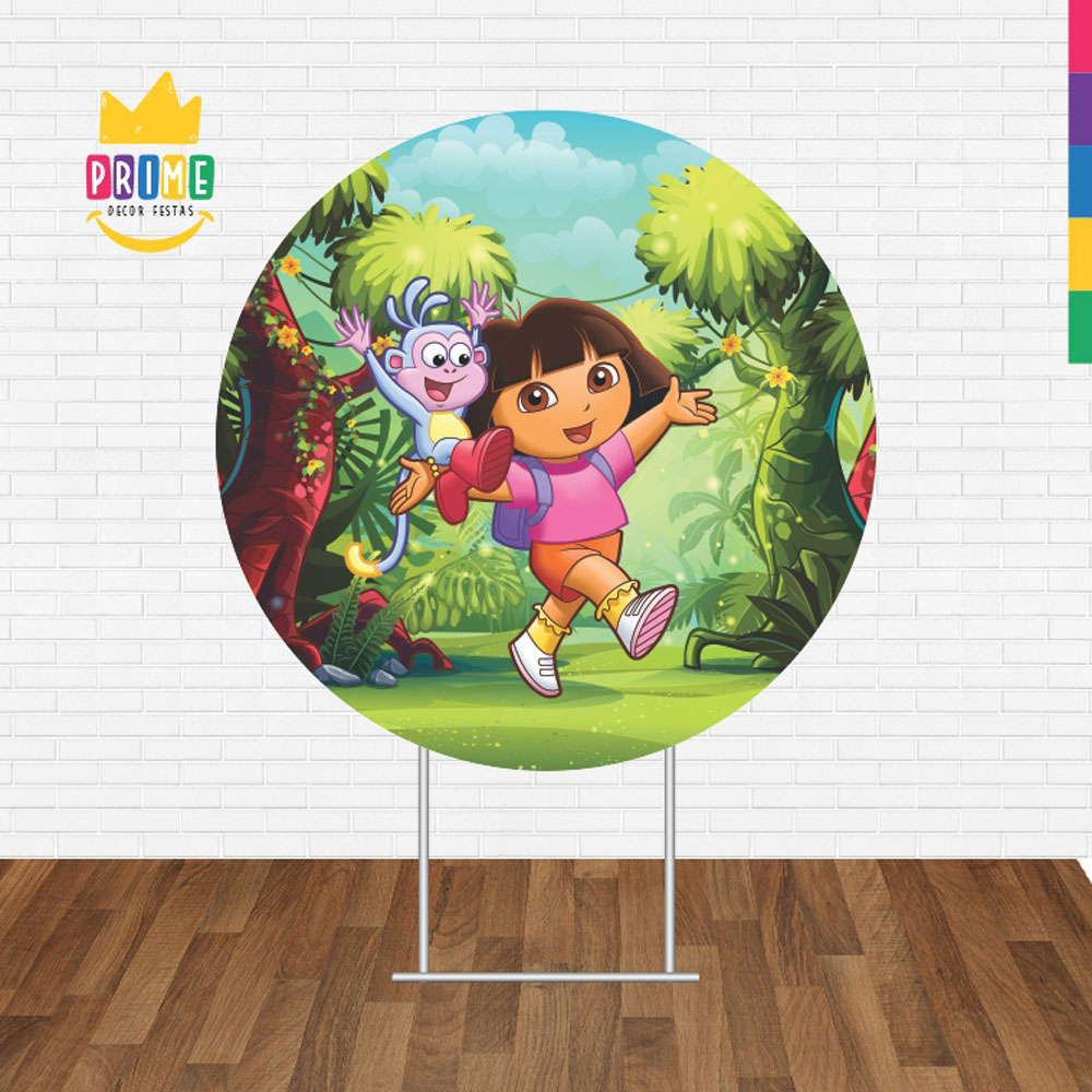 Painel Redondo 3D Dora Aventureira Tecido Sublimado - Imagem 2