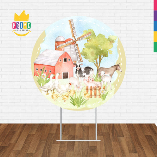 Painel Redondo 3D Fazendinha Tecido Sublimado - Image 2