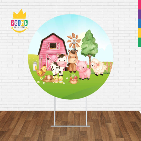 Painel Redondo 3D Fazendinha Tecido Sublimado - Image 2