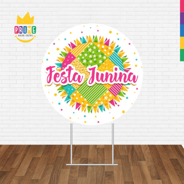Painel Redondo 3D Festa Junina Branco Tecido Sublimado - Image 2