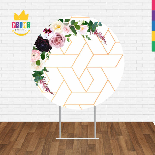 Painel Redondo 3D Floral Tecido Sublimado - Image 2