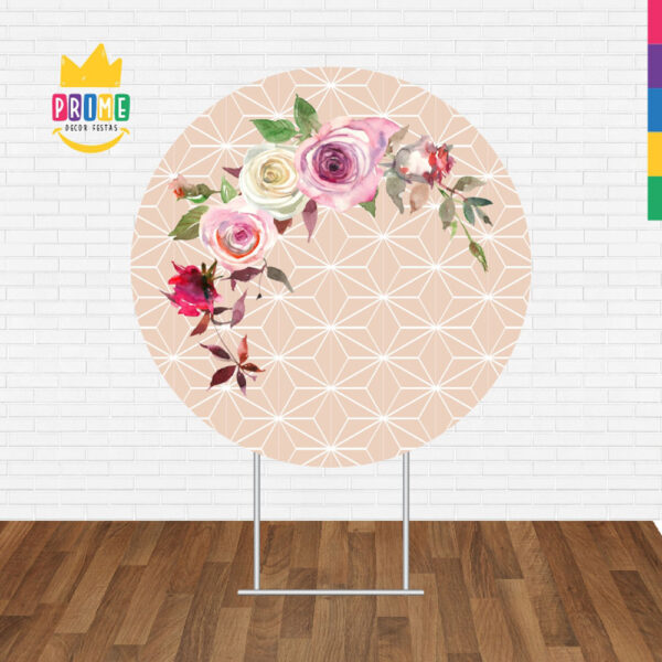 Painel Redondo 3D Floral Tecido Sublimado - Image 2