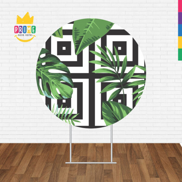 Painel Redondo 3D Floral Folhas Tecido Sublimado - Image 2