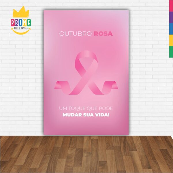 Painel de Festa Retangular 3D Outubro Rosa Casadinho 1,50m x 2,20m - Image 2