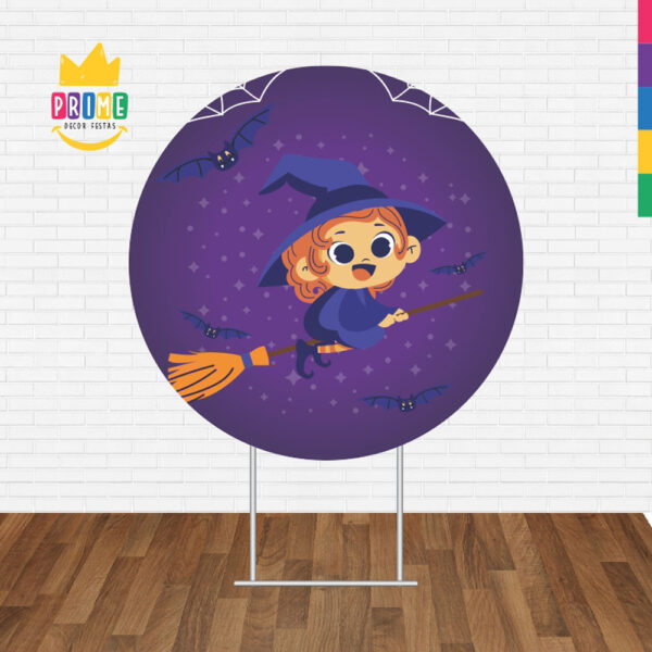 Painel Redondo 3D Halloween Roxo Tecido Sublimado - Image 2