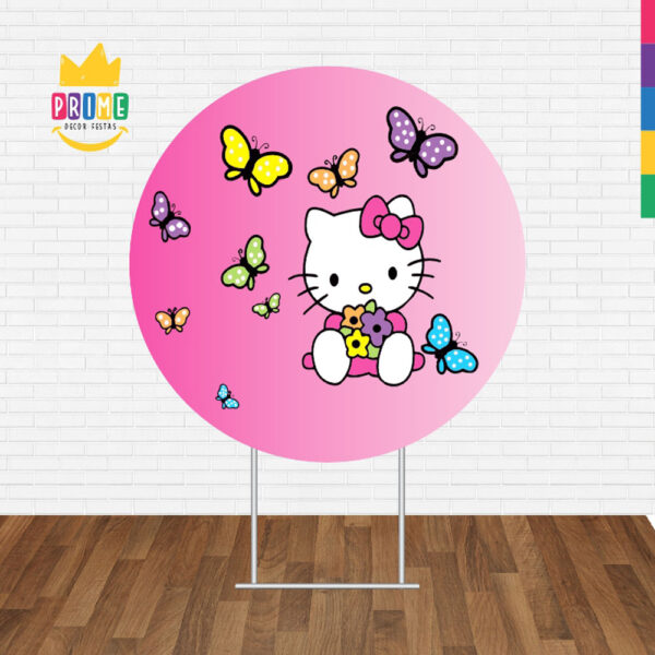 Painel Redondo 3D Hello Kitty Tecido Sublimado - Image 2