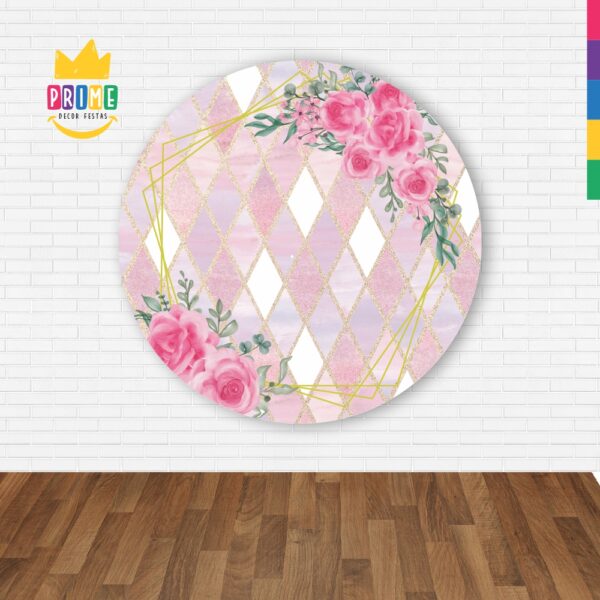 Painel Redondo 3D Floral Abre Fácil Tecido - Image 2