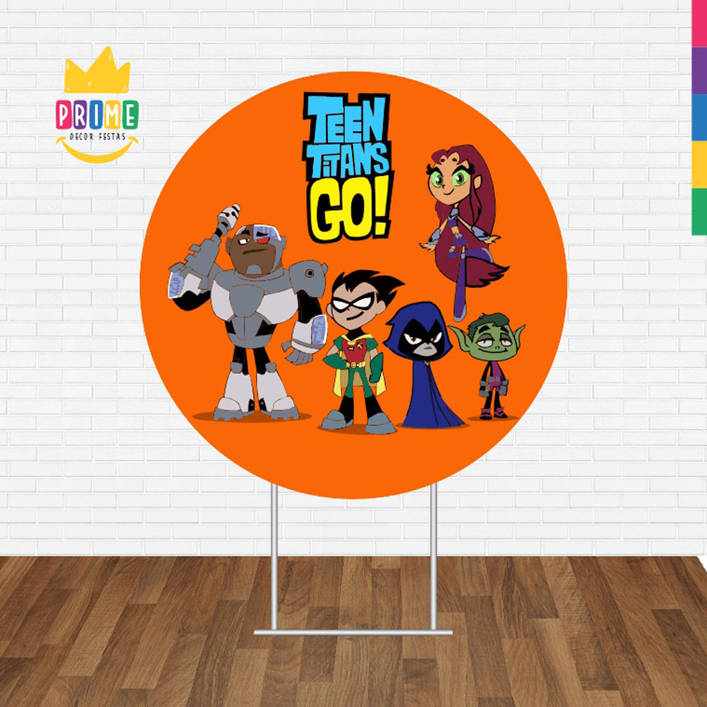 Painel Redondo 3D Jovens Titãs Laranja Tecido Sublimado - Imagem 2
