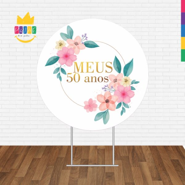 Painel Redondo 3D Meus 50 Anos Tecido Sublimado - Image 2