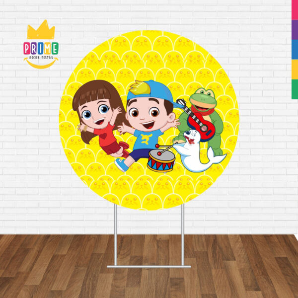 Painel Redondo 3D Lucas Netto Amarelo Tecido Sublimado - Image 2